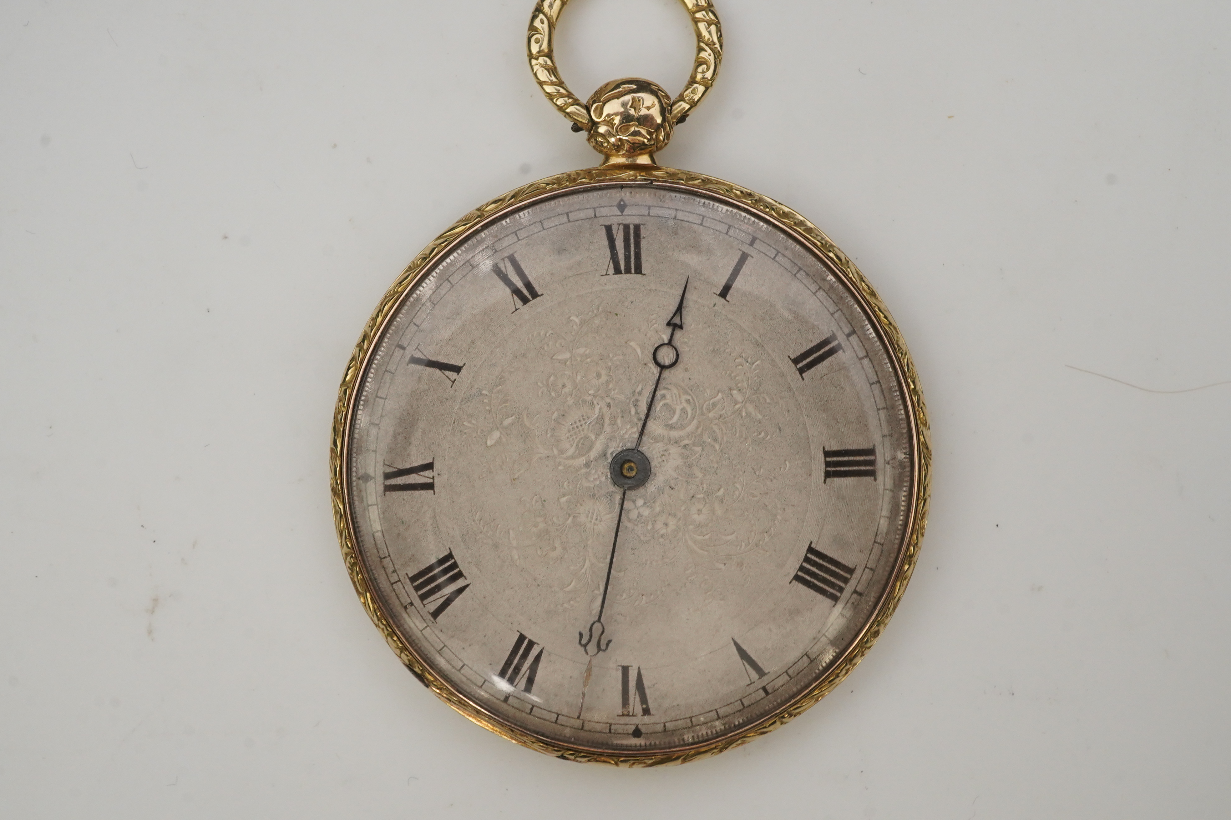 A lady's 19th century Swiss 18ct gold open faced key wind cylinder dress pocket watch